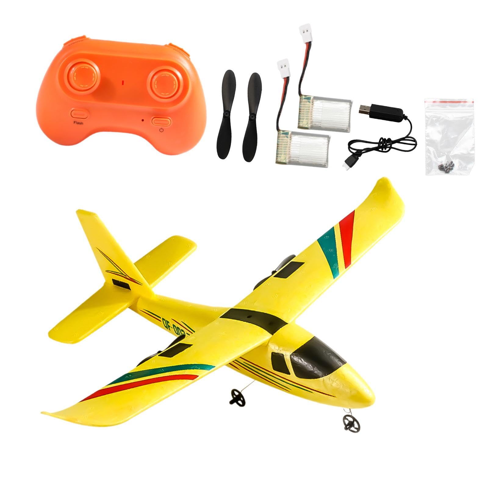 predolo RC Flugzeug Fernbedienung Modell Schaumstoff Zweikanal Fernsteuerung Benutzerfreundliches Design Und Gute Flugdauer für Kinder Erwachsene, 2 Batterie Gelb