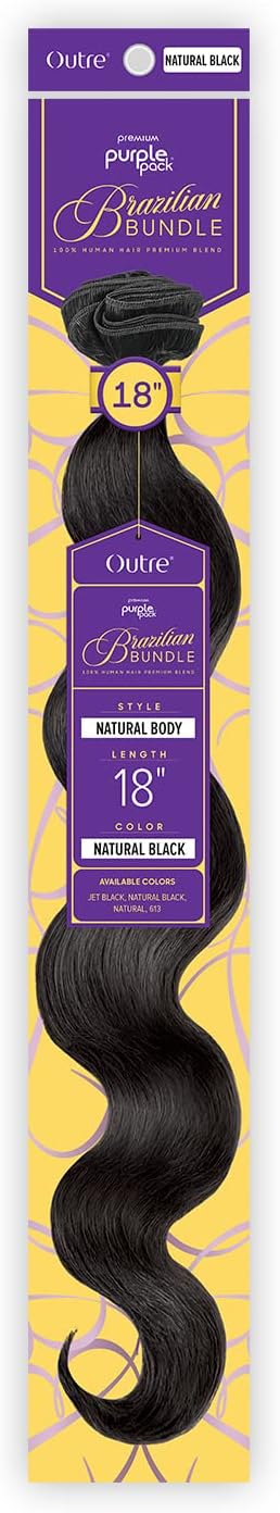 Outre Human Hair Blend Weave Premium Purple Pack Brazilian Bundle Natural Body (18-36'') (30 Inch, NATURAL BLACK), 1.0 Count