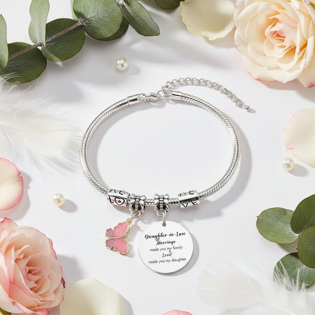 Aelciyue Daughter-in-law Gifts from Mother-in-law - Christmas Mothers Day Birthday Wedding Valentines Day Gifts for Daughter-in-law Unique Butterfly Link Bracelets for Women The Marriage Gift - Image 3