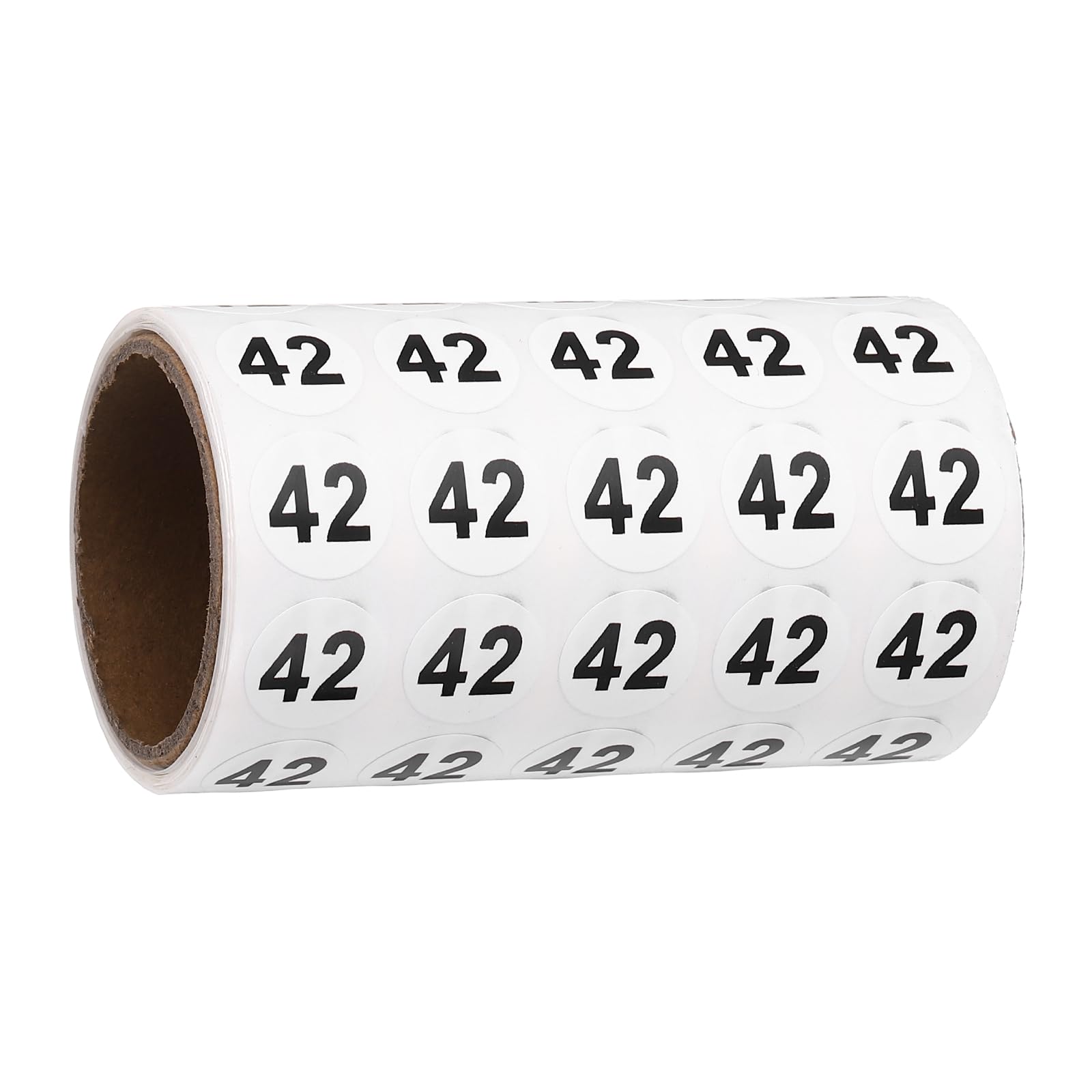 PATIKIL 1000pcs 0.6" Number Stickers, Number 42 Sticker Numbers Labels Round Small Vinyl Self Adhesive Label Circle Decals 1 Roll Dots for Photo Album Poster Organize Inventory, Black