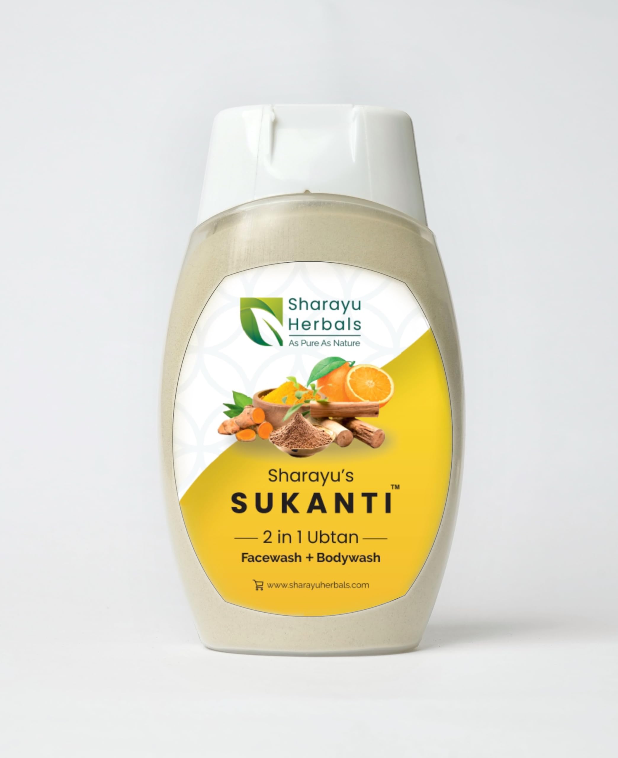 Sharayu Herbals Sukanti 2-in-1 Ubtan Facewash and Bodywash, Natural Ayurvedic Formula, Anti-Tan, Non- Foaming Soft Scrub for Daily Use, Sulphate & Lather Free Bodywash100g-image-6