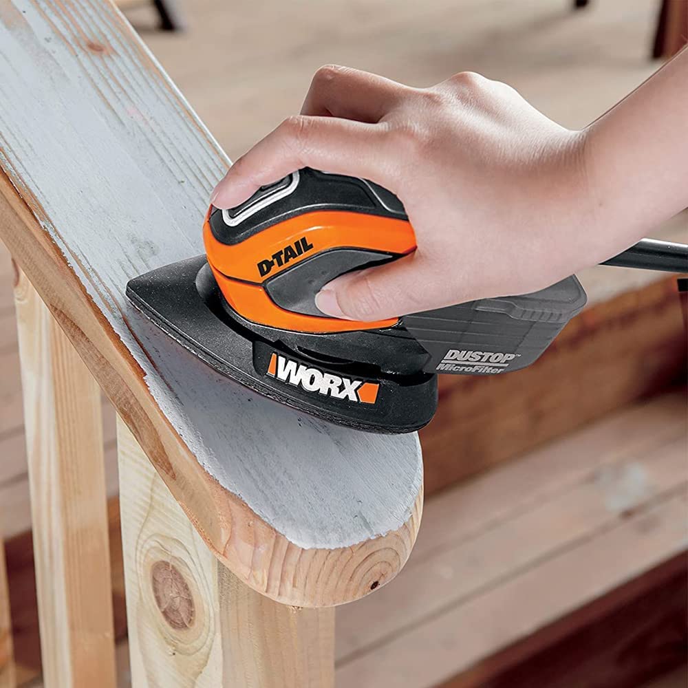 WORX Ponceuse Delta Multifonction 65W WX648, Enlèvement de Matière Elevé sur le Bois, Système de Fixation Rapide de l'Abrasif, Système Anti Poussière, Confortable, Livré Avec Accessoires