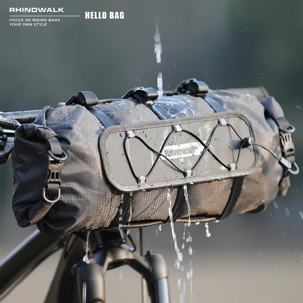 Rhinowalk Sac étanche pour guidon de vélo 12 L avec panneau avant et harnais amovible, bandoulière incluse (type 9300)