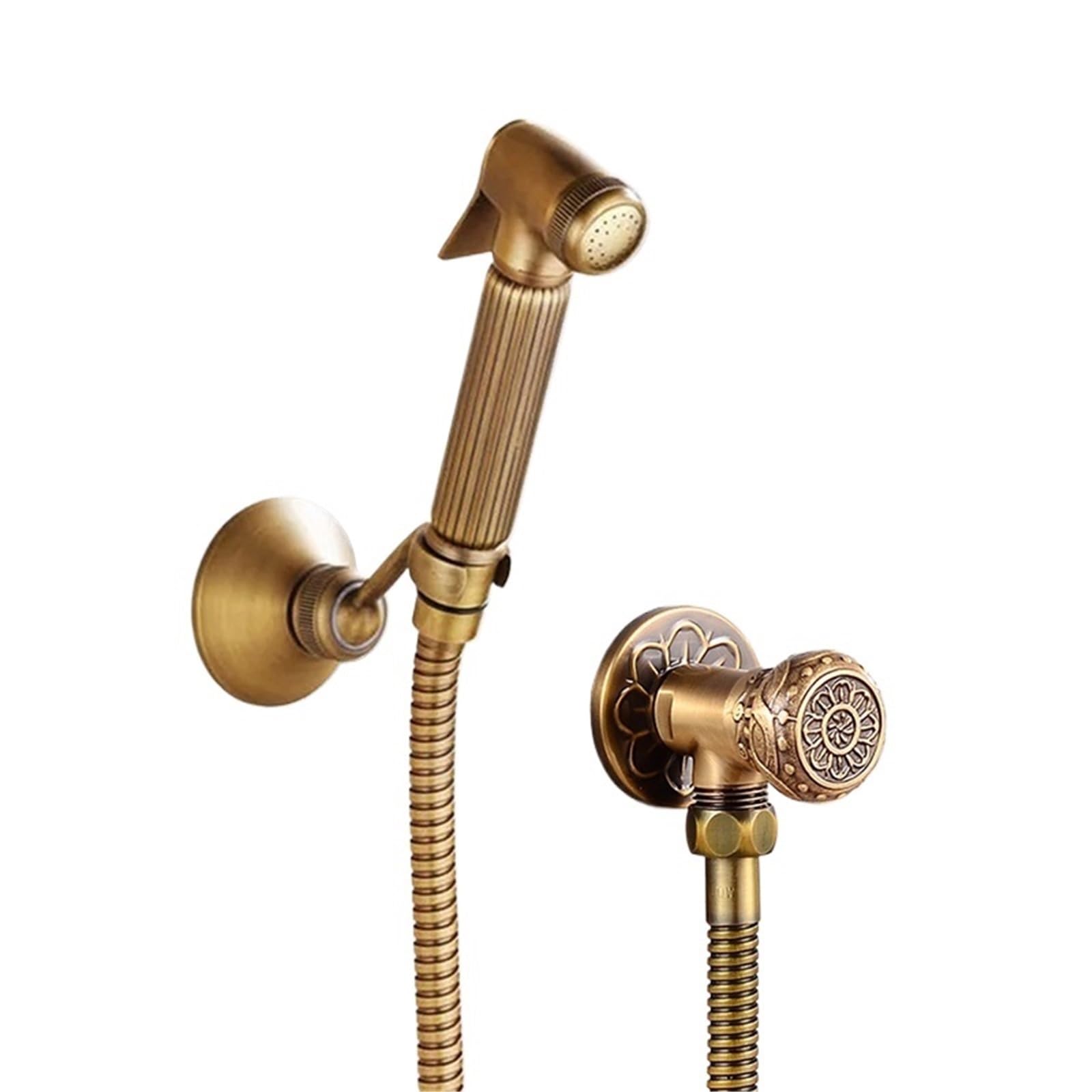 ZYCHSJXA Hand Held Bidet Sprayer Douche Toilet Kit Antique Bronze Shattaf Shower Head Copper Valve Set Jet Faucets Taps(Antique 2)
