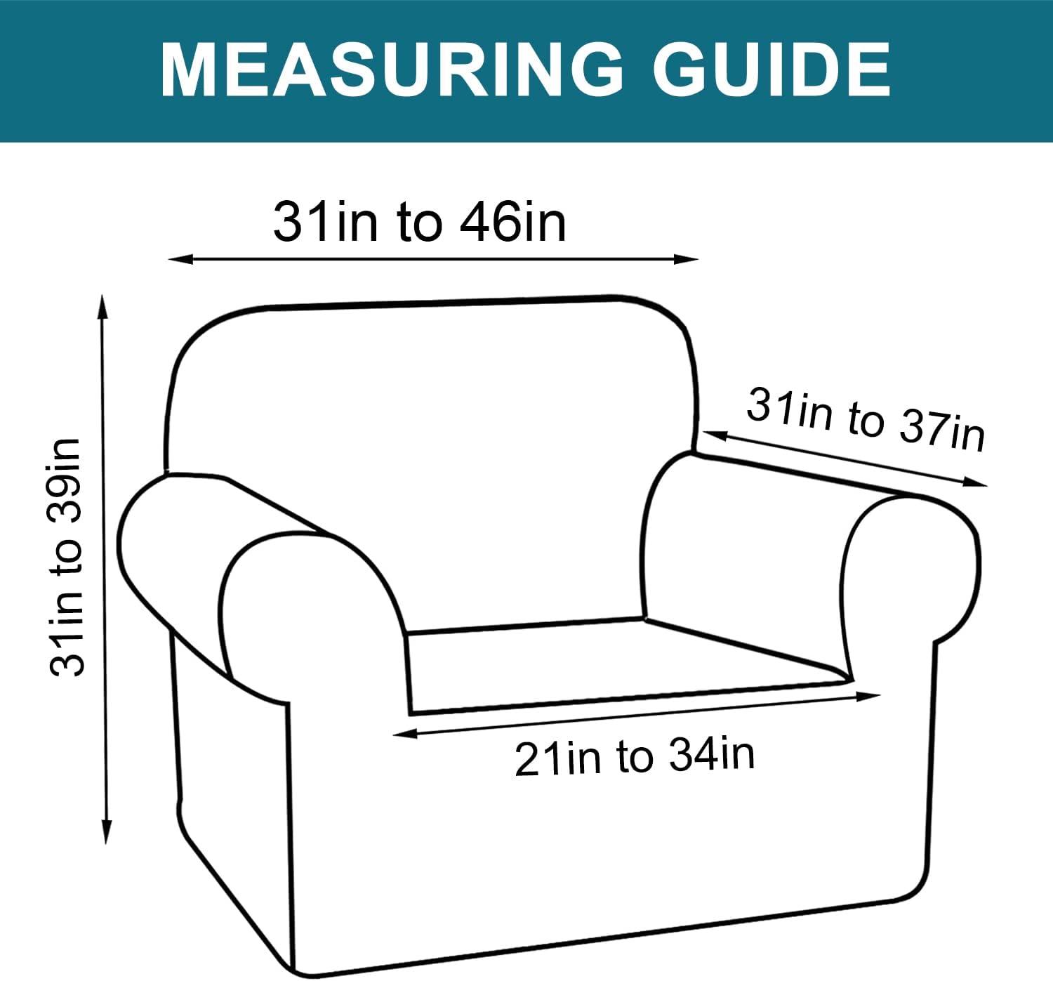 Turquoize 100% Waterproof Chair Covers Stretch Chair Slipcovers for Living Room Armchair Sofa Cover Chair Couch Cover with Arms Furniture Protector for Chairs Feature Soft Fleece Fabric (Chair, Grey)