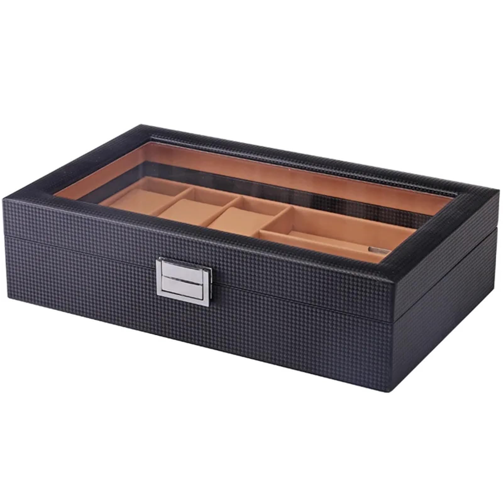 Uhr Brillenetui 6 Gitter Tisch 3 Gläser Aufbewahrungsbox Faser PU Leder Sonnenbrillen Box Display FüR Brillen