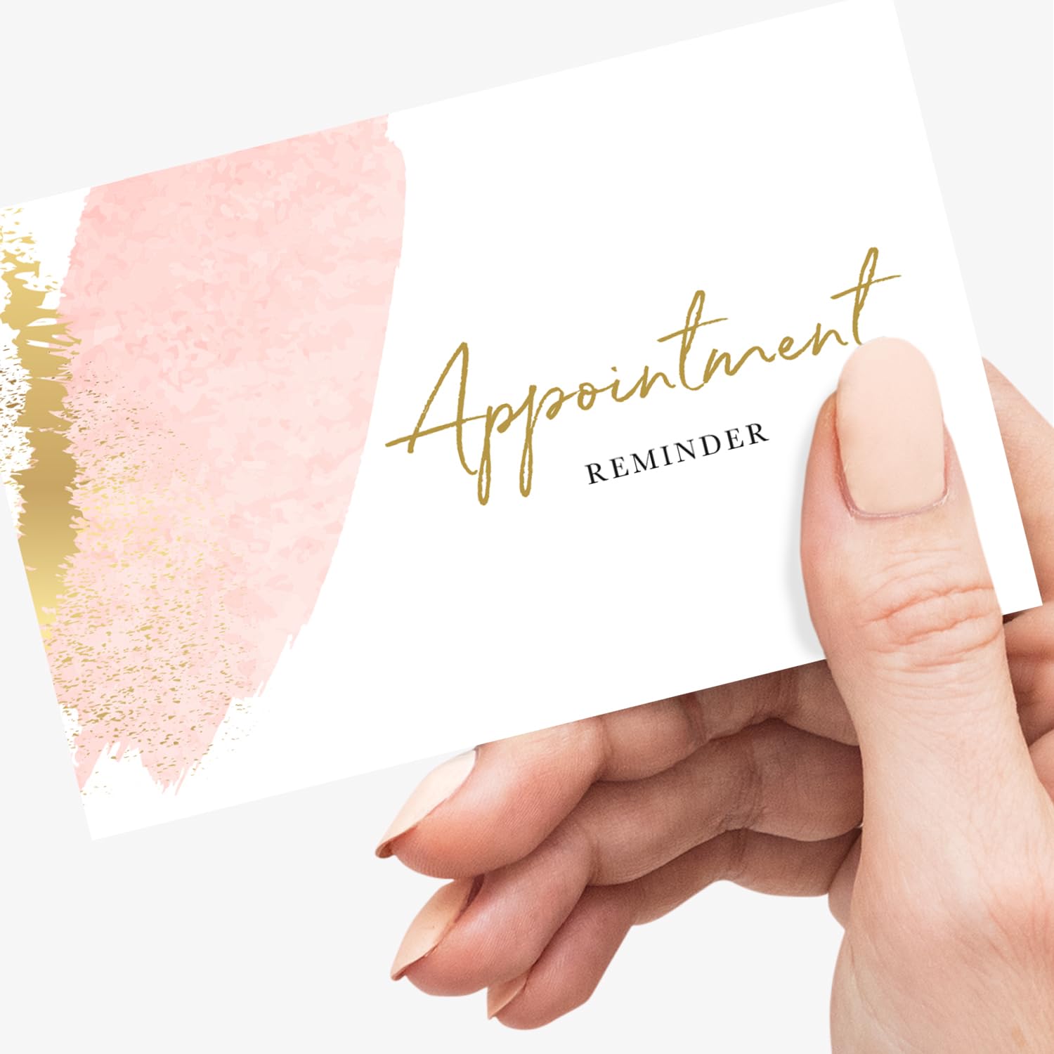 Appointment Cards for Business, Hair Salon Appointment Cards, Beauty Appointment Reminder, Massage Stylist Nail Dental, Pink & Gold, 85 x 55mm (200 Pack)