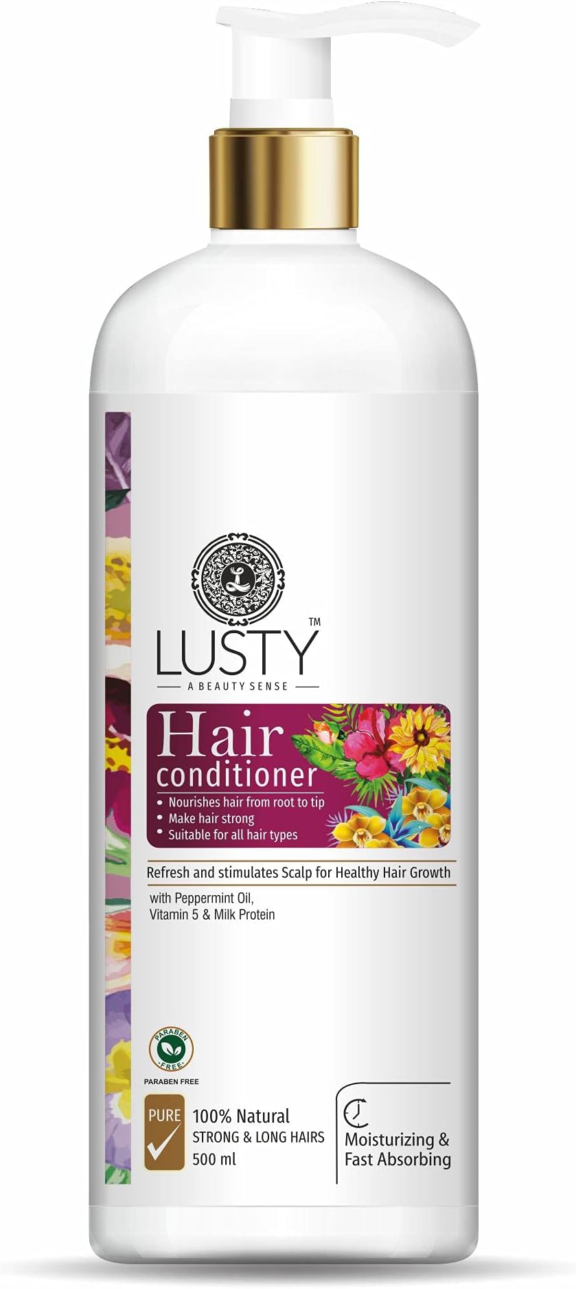 LUSTY A BEAUTY SENSE Hair Conditioner-With Milk Protein, Argan Oil, Almond Oil, Vitamin 5, Peppermint oil-For All Hair Types Men and Woman's ( 500ML )