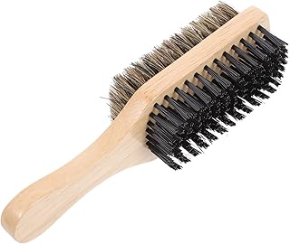 Healifty Men Beard Brush Double- side Grooming Hair Brush Bristle Wood Wave Brush Professional Styling Oil Head Brush for Fine Thin Thick Hair Light Yellow M