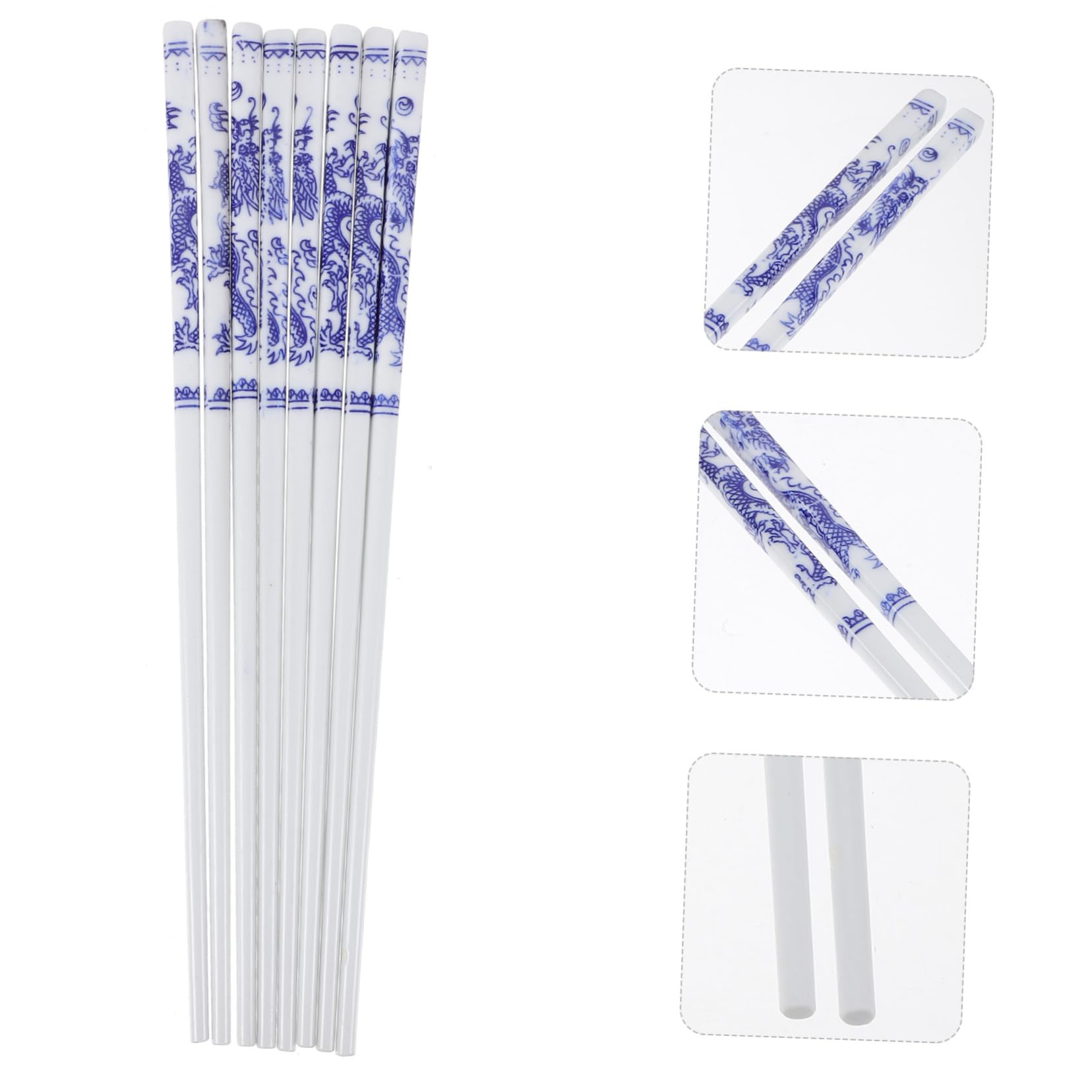 COLLBATH Essstäbchen Rundes Design aus Keramik mit Blau Weißem Porzellanmuster 10 Paar Hitzebeständig und Geruchsneutral für Zuhause und Chinesische Küche