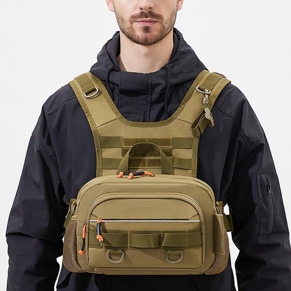 Chaleco De Pesca con Mosca, Señuelo De Pesca, Chaleco De Pecho Frontal, Mochila De Viaje, Camping, Senderismo, Ciclismo Aire Libre, Equipo De Montañismo, Bolsa De Aparejos para Hombres