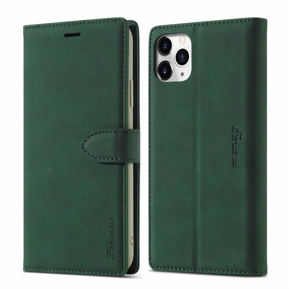 Étui portefeuille iPhone 16 Pro vert : ne perdez plus vos cartes grâce au clapet