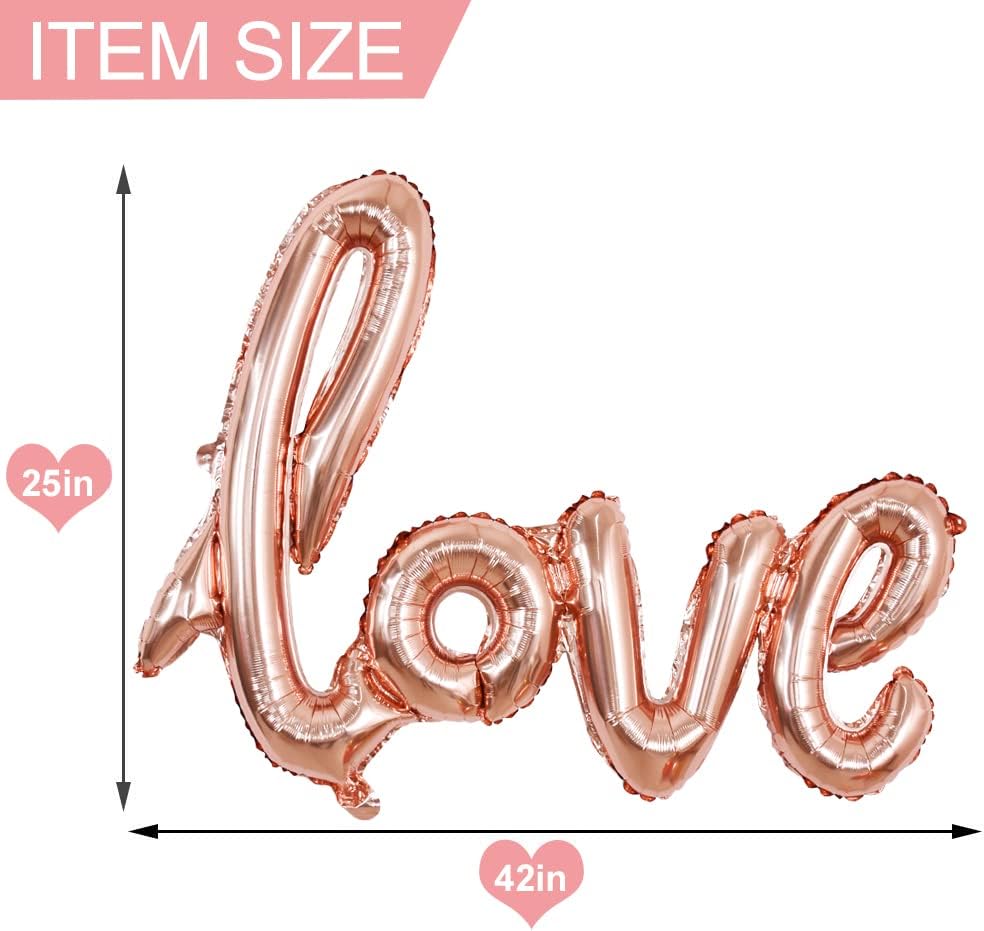 Miniatura 2 de TONIFUL Cartel grande de globos de papel de aluminio de color oro rosa, globos de papel de aluminio Mylar de 42 pulgadas, material reutilizable para
