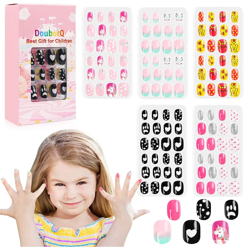 Buy MAYCREATE® 120pcs Kids Press on Nails Children Acrylic Fake Nails ...