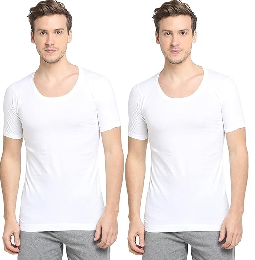 Dixcy Scott Men?s White Vest Modern Fit innerwear (Pack of 2)