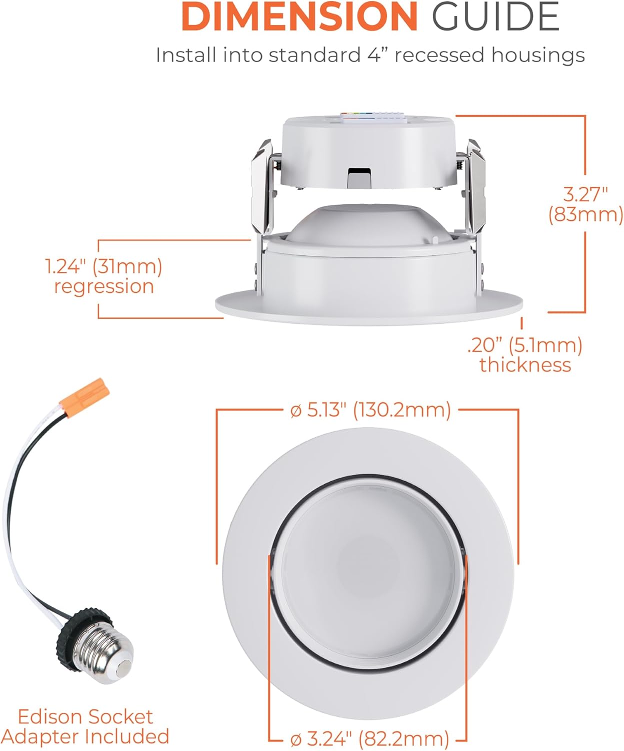 HALO RA 4 inch LED Recessed Light Trim with Adjustable Gimbal, Selectable Lumens and Selectable Color Temperature, Dim-to-Warm Feature, Damp Location Rated RA4LS9FSD2W1EWH