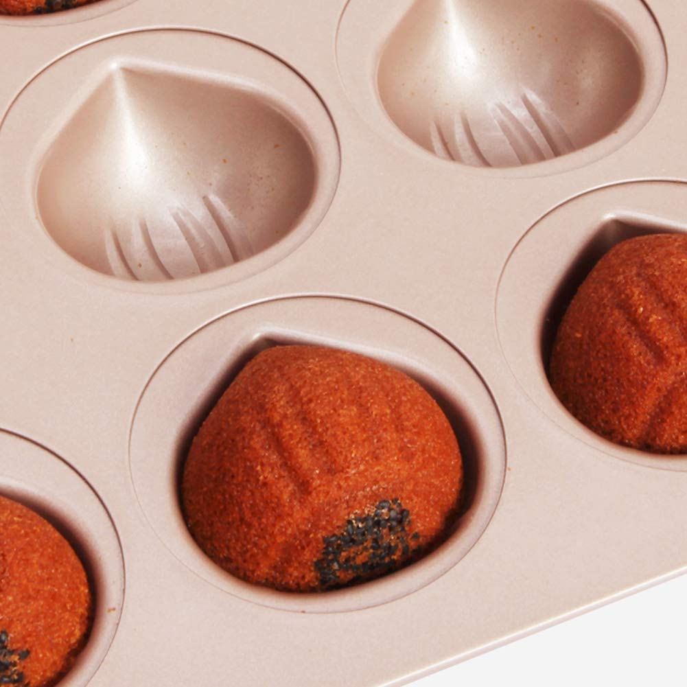 CANDeal Antihaftbeschichtete Muffinform 12 Kavitäten, Neuartige Kuchenform, Spezielle Madeleine Muffinform Zum Backen, Käsekuchenform, Schwarz, Modern mit Distinctive Form, Backform