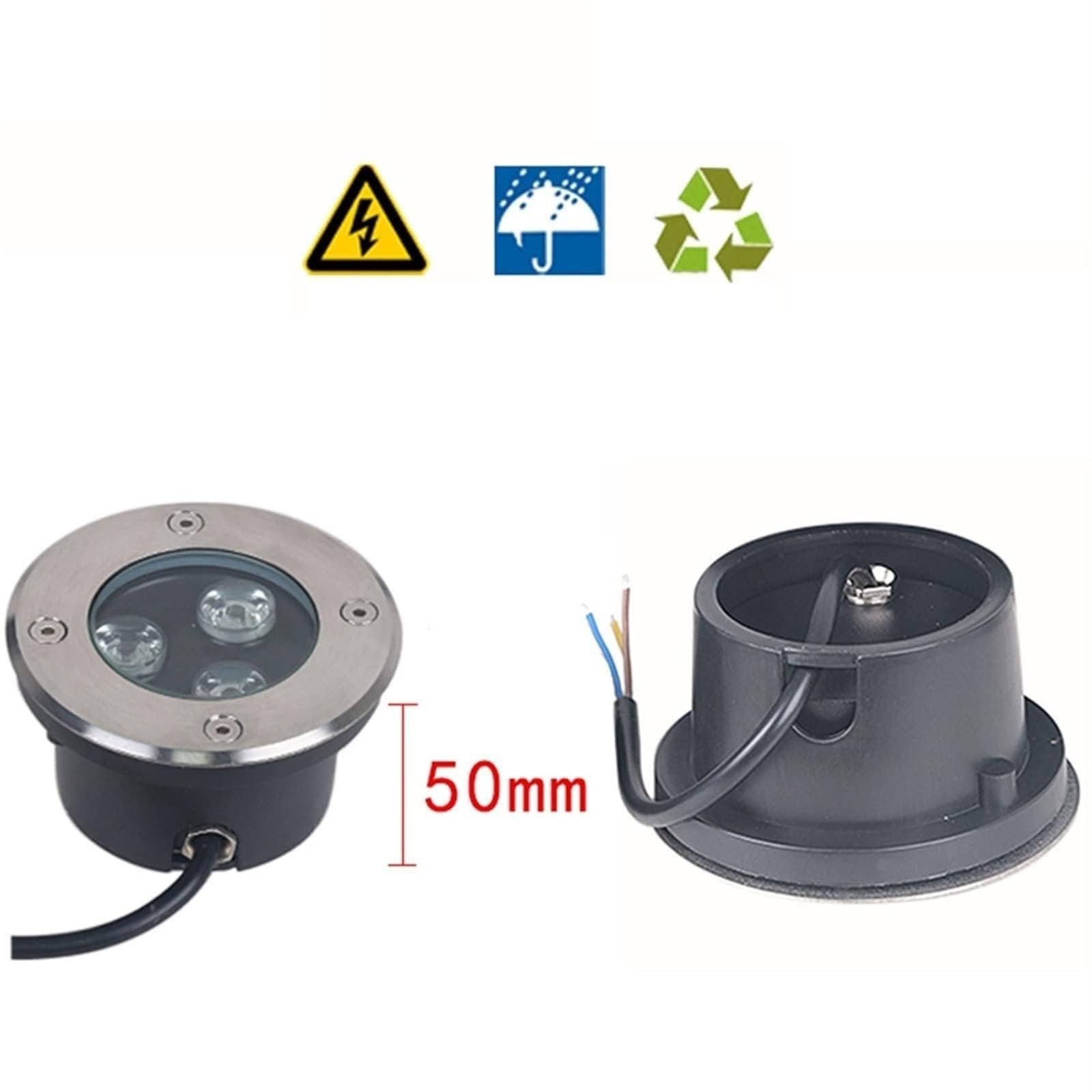4 Luces Empotrables Ultrafinas Para El Suelo: Luces Empotradas En El Suelo, Luces Subterráneas De Paisaje De 3W, Foco Led Jardín Para Exteriores Impermeables IP65(RGB,3W(24V))