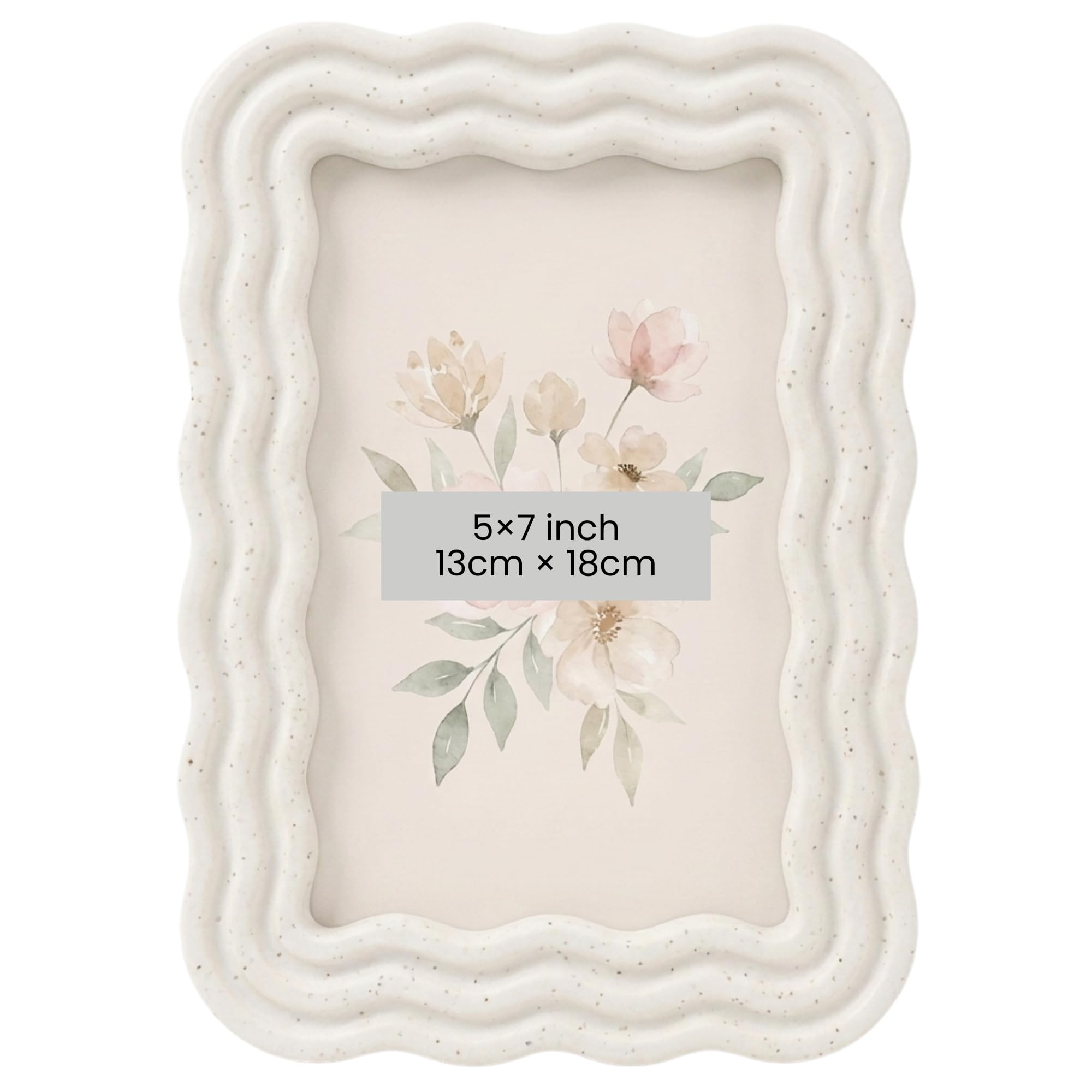 Concepts Pack of 1-5x7 White Squiggle Stone Look Resin Photo Frame | Textured Decorative Picture Frame for Tabletop Home Décor