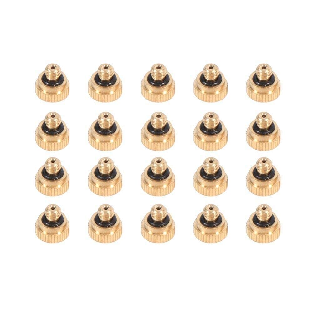 BE-TOOL Cooling System Nozzles, 5pcs Brass Misting Nozzles for Greenhouse Landscaping Outdoor Cooling Mister System(0.4mm)