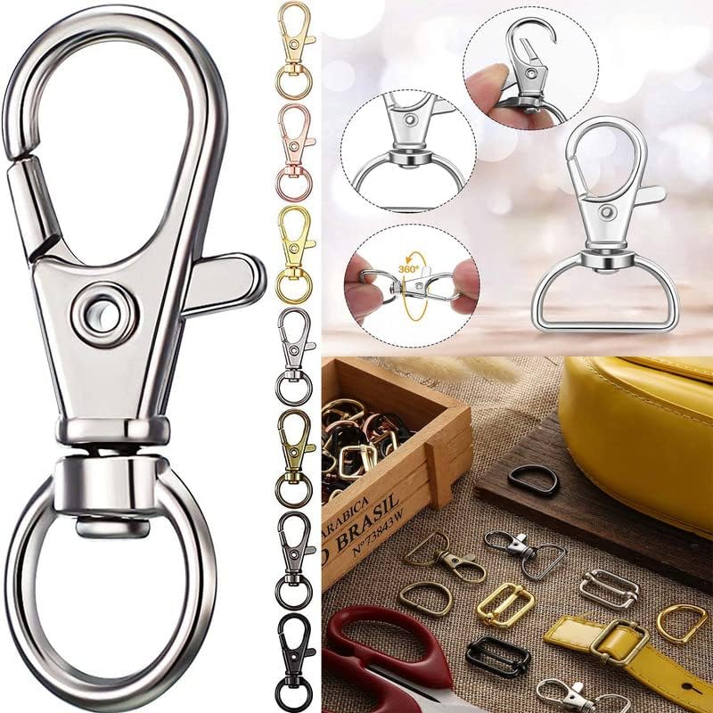 Image of DIY Crafts 1 Pc Slide Buckle, Antique Gold, Keyrings & Keychains Round Swivel Snap Hooks Key Rings Chain Jump Rings Mini Screw Metal For Lanyard, (1 Pc Slide Buckle, Antique Gold)