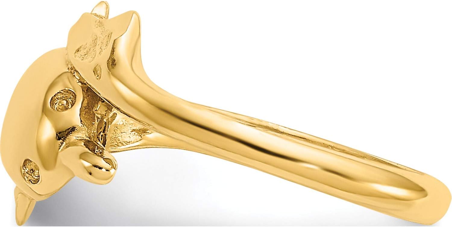 14K Yellow Gold Polished And Diamond-Cut Dolphin Toe Ring - Jewelry By Sweet Pea
