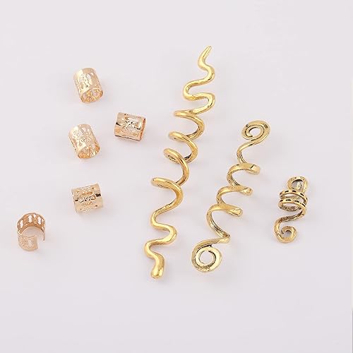 Miniatura 8 de FRDTLUTHW 18 piezas de accesorios para el cabello, joyería de cabello para trenzas de mujer, cuentas de rastas, decoración de pinzas de metal para