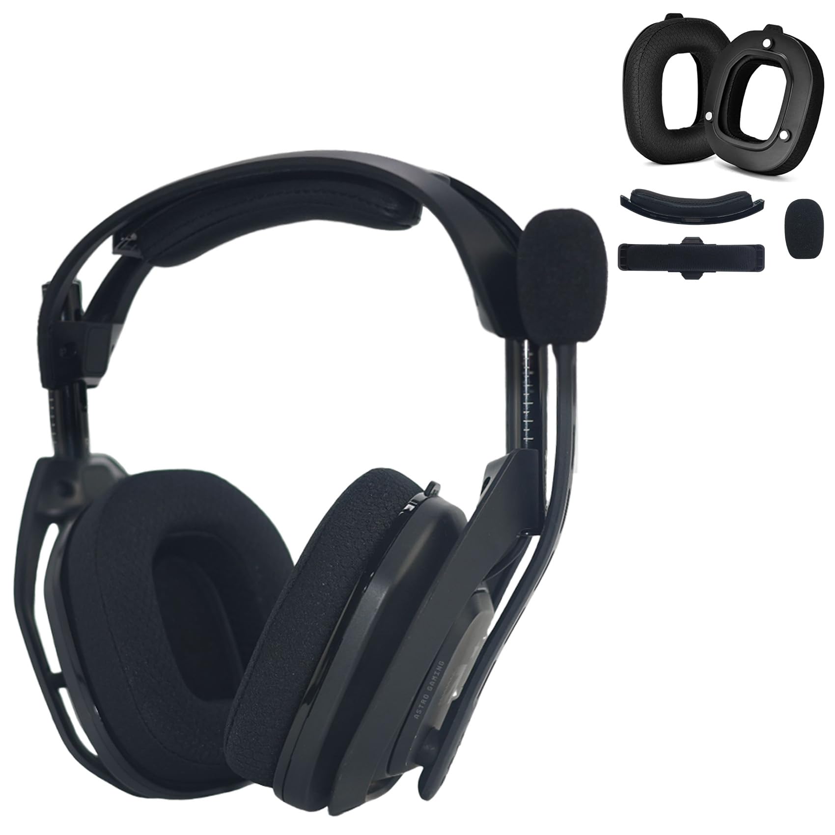 Mod Kit A50 Gen 4 Cuscinetti auricolari di ricambio e fascia di ricambio per cuffie Astro A50 Gen 4, cuscinetti auricolari in tessuto a rete, schiuma con cancellazione del rumore e durata (nero)