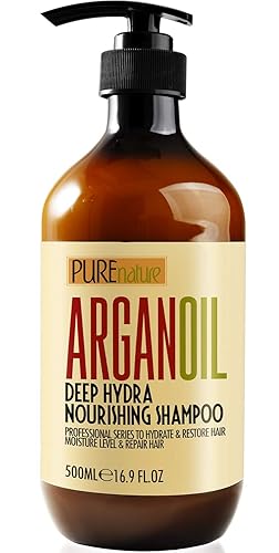 Champú marroquí con aceite de argán, tratamiento hidratante sin sulfato SLS sin parabenos para mujeres y hombres, para todo tipo, incluyendo cabello
