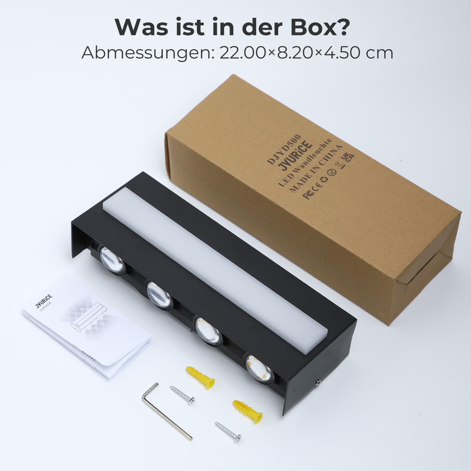 LED Wandleuchte Innen IP65, 3000K Wandlampe mit 8 Lichtquellen Up Down, 12W (1200lm) LED Lampe aus Aluminium Für Wohnzimmer, Schlafzimmer, Flur, Treppenhaus, Warmweiß