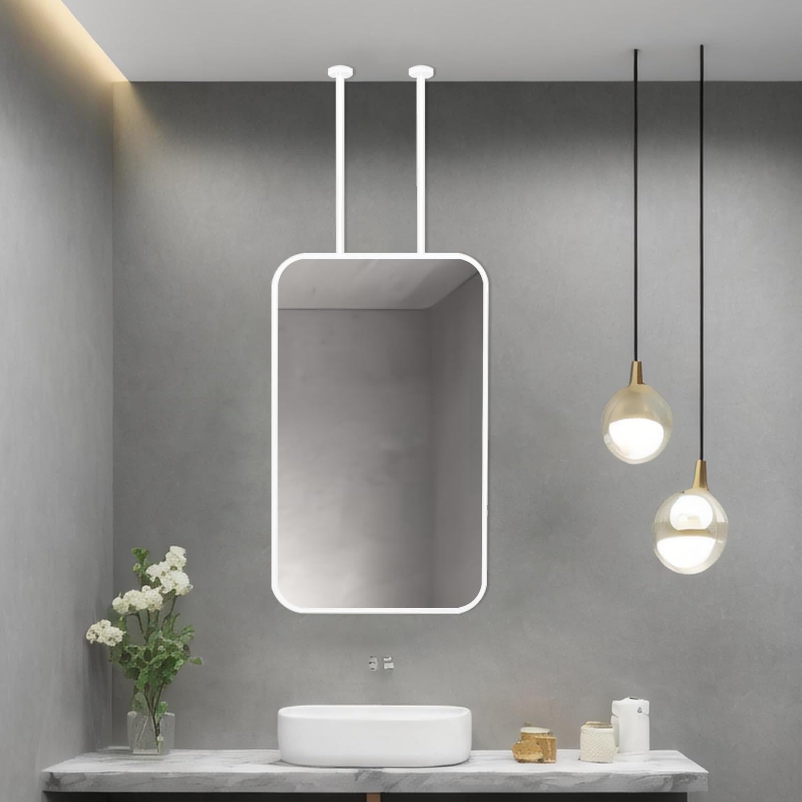 FGXHHS Rectangle s for Wall, Hanging Mirror Decorations with Customizable Boom, Wall Restroom Living Room Entryway(40cmx70cm)