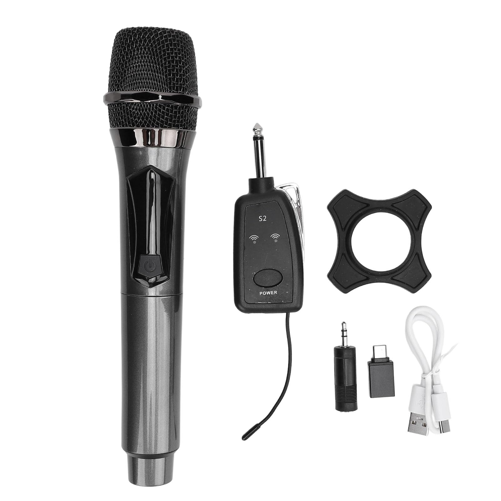 Mikrofon Bezprzewodowy 2,4G, Ręczny Mikrofon Dynamiczny, Bezprzewodowy System Mikrofonowy z Odbiornikiem do śpiewania Karaoke, Komputerowy Wzmacniacz Głośnikowy do Telefonu