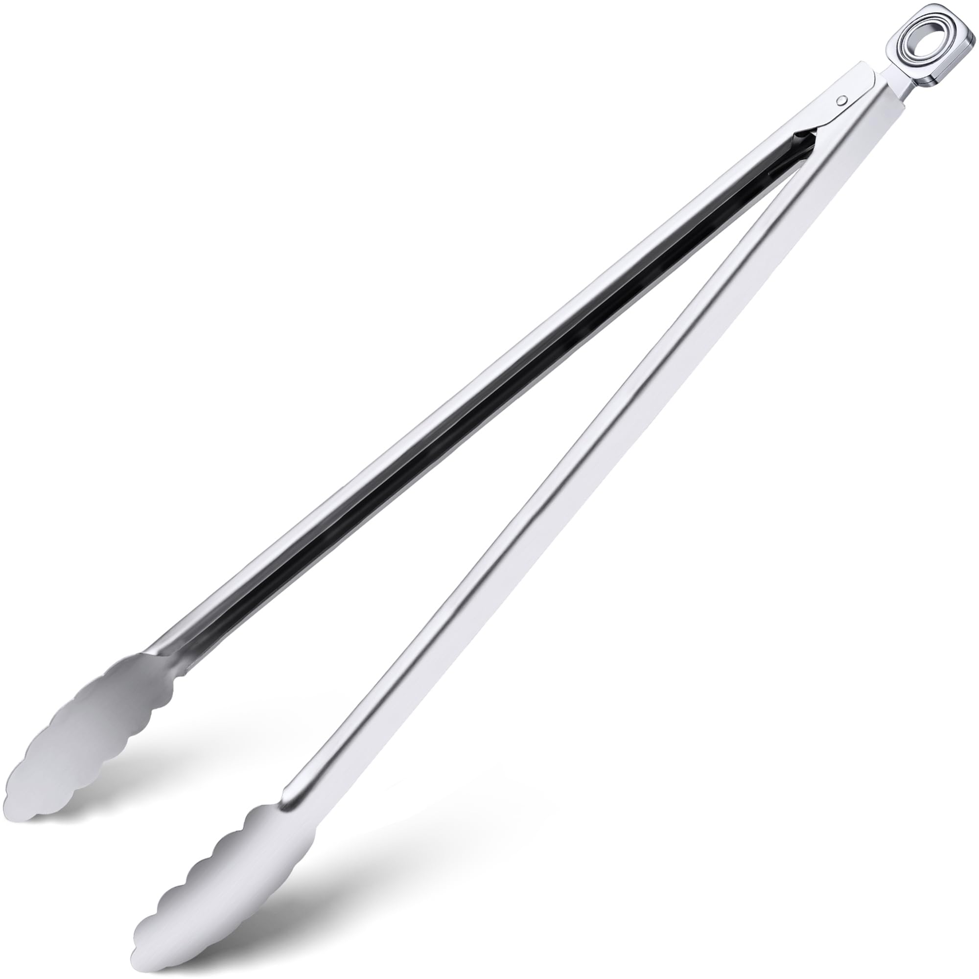 Grill Tongs - 17 Inch Extra Long BBQ Tongs, Heat Resistant Stainless Steel Kitchen Tong, Heavy Duty Metal Locking Tong for Cooking, Grilling, BBQ/Barbecue, Food (All Metal - 17")