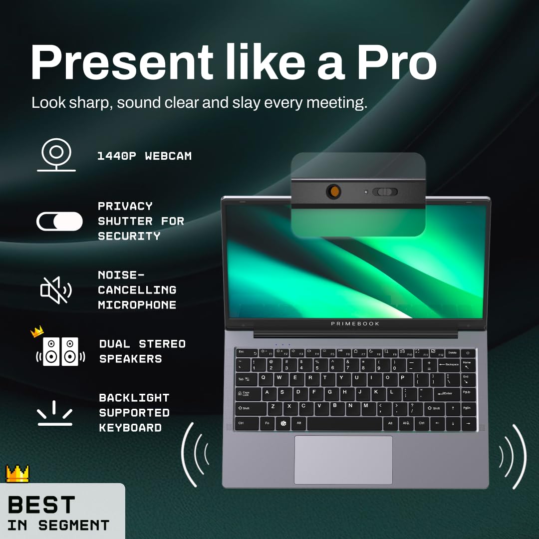Primebook 2 Pro 2025 (New Launch) | 8GB RAM, 128GB UFS Storage | 14.1-Inch FHD IPS Display | 14 Hours Battery | MediaTek Helio G99 | Android 15 (PrimeOS 3.0) | Backlit Keyboard | in-Built AI | Gray 28 61t5+970o0L. SL1080