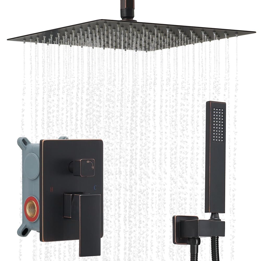 Système de douche haute pression de luxe en bronze pour plafond