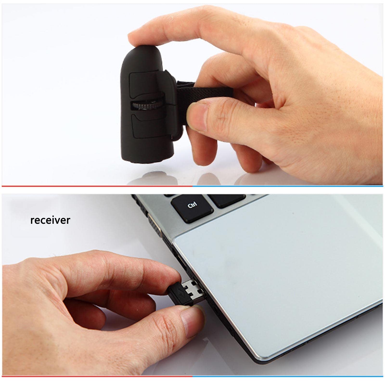 Mysz Mysz bezprzewodowa Mysz komputerowa do laptopa USB Ergonomiczna mysz Urządzenie wskazujące Mysz z palcem serdecznym Optyczna 2.4G Fashion Mini(Blu)