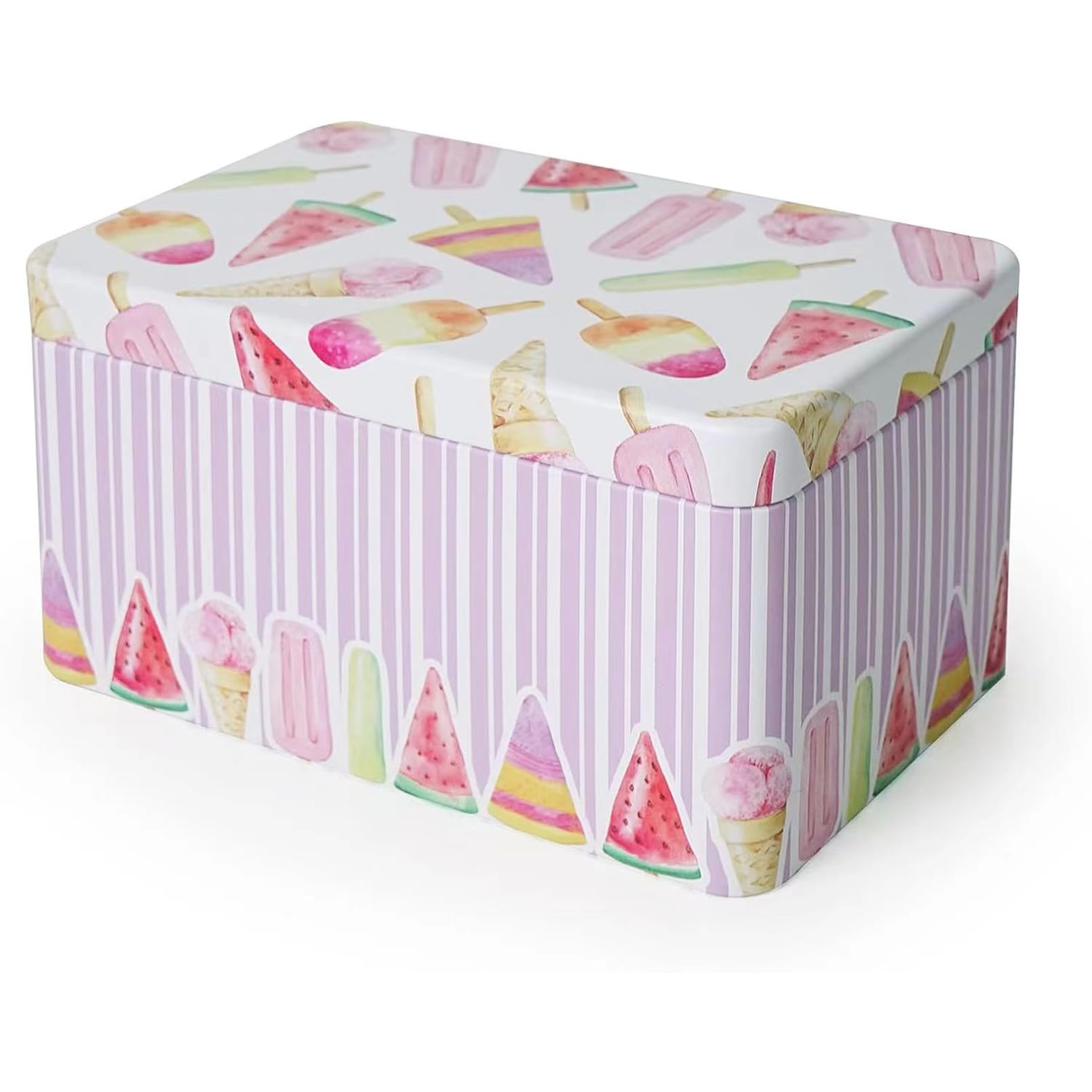 Aoneky Caja de Almacenaje con Tapa - Caja Pequeña de Almacenamiento de Metal Hojalata, Caja Decorativa Vintage Portátil para Guardar Cosas Galletas Snacks Fotos, Rosa