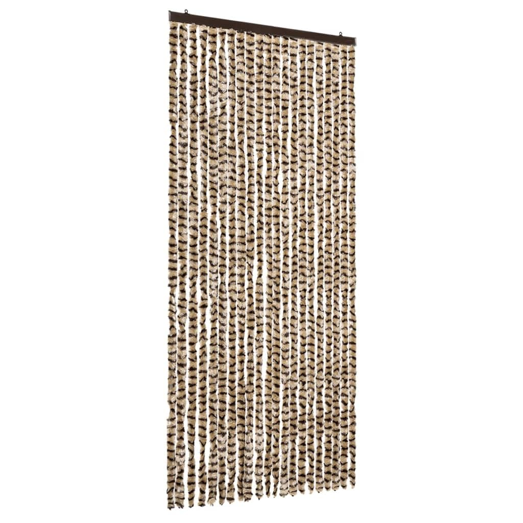 Rideau chenille de porte 90x220cm beige marron amovible