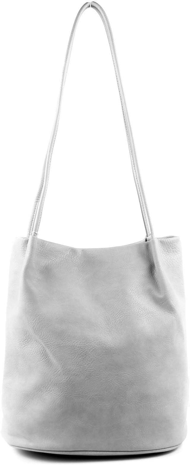 AOSSTAWomens Tote Bag Fashion Designer Medium Size Plain Soft Faux Leather Hobo Shoulder Handbag Bucket Bags