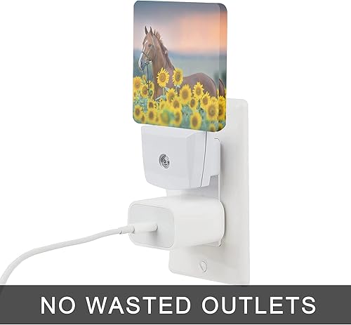 Miniatura 4 de Luz nocturna de caballo, girasol, animales de granja, luces nocturnas enchufables con sensor de atardecer a amanecer para mujeresniñasniños, lámpara
