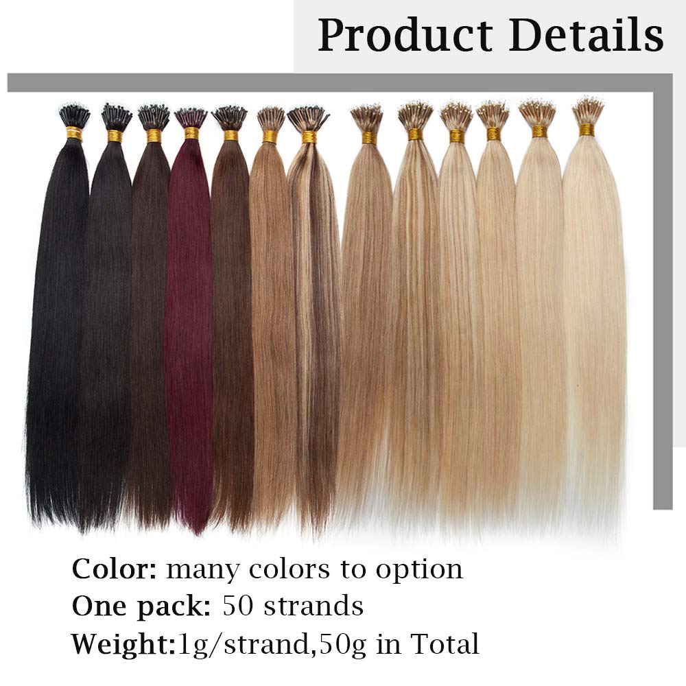 SEGO Extension Microring Capelli Veri Fili Anelli Invisibili 50 Ciocche - 50cm 50g 100% Remy Human Hair Balayage a Anellini #70 Bianco