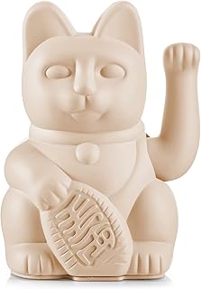 Lucky Cat Ocher - ockerfarbene Winkekatze, japanische Maneki Neko Deko-Katze, 15 cm groß