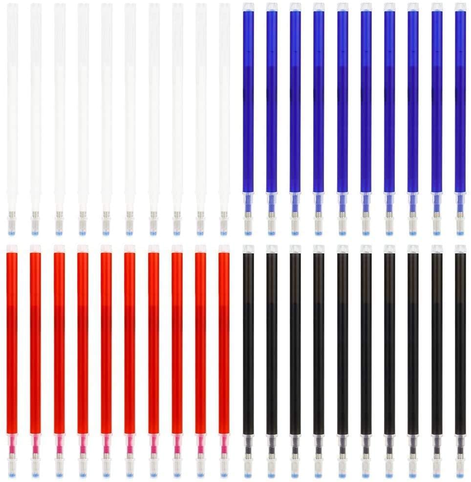 24 Pcs Heat Erasable Fabric Marking Pen Refills, 4 Colors Tailor Chalk Marker Pens for Sewing, Quilting, Embroidery, Dressmaking & Fabric Marking, 6 Pcs Each White Red Blue Black-picture-11