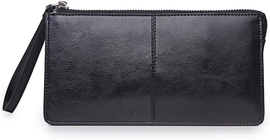 Grebago Women's Genuine Leather Wallets Long Zipper Clutch Purses Handbags