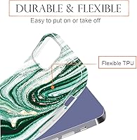 Vista 6 de luolnh Funda dorada brillante compatible con iPhone 13 Pro, diseño de mármol, a prueba de golpes, delgada, de silicona suave, TPU para iPhone 13 Pro