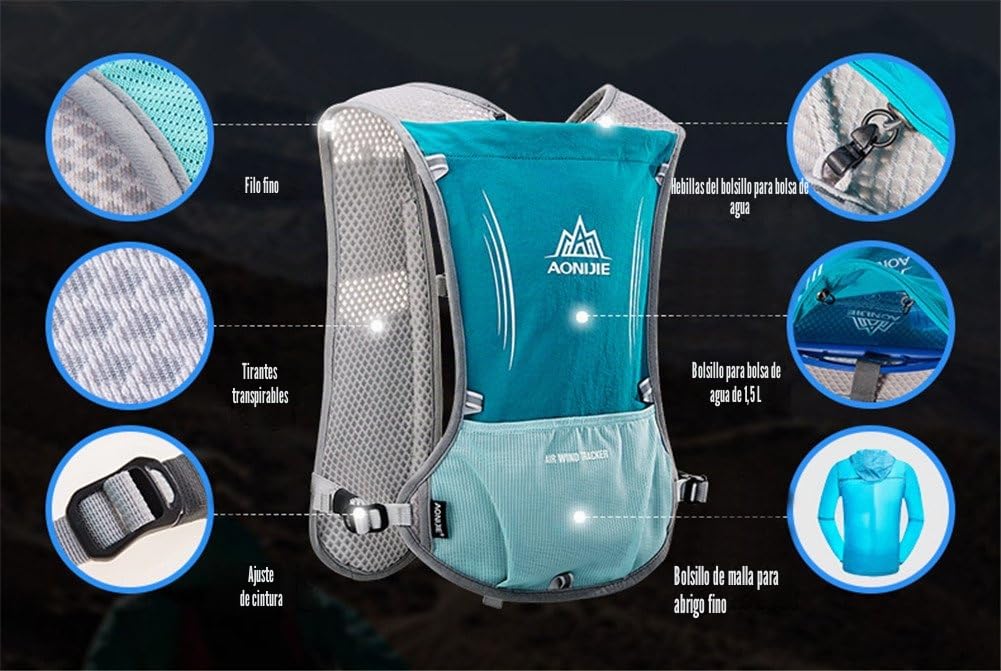 AONIJIE 5L multifunción Mochilas de hidratación , Comodidad y Estabilidad, Rápido Acceso a la hidratación, Simplicida, Ligero Mochila Hidratacion para Ciclismo Carrera
