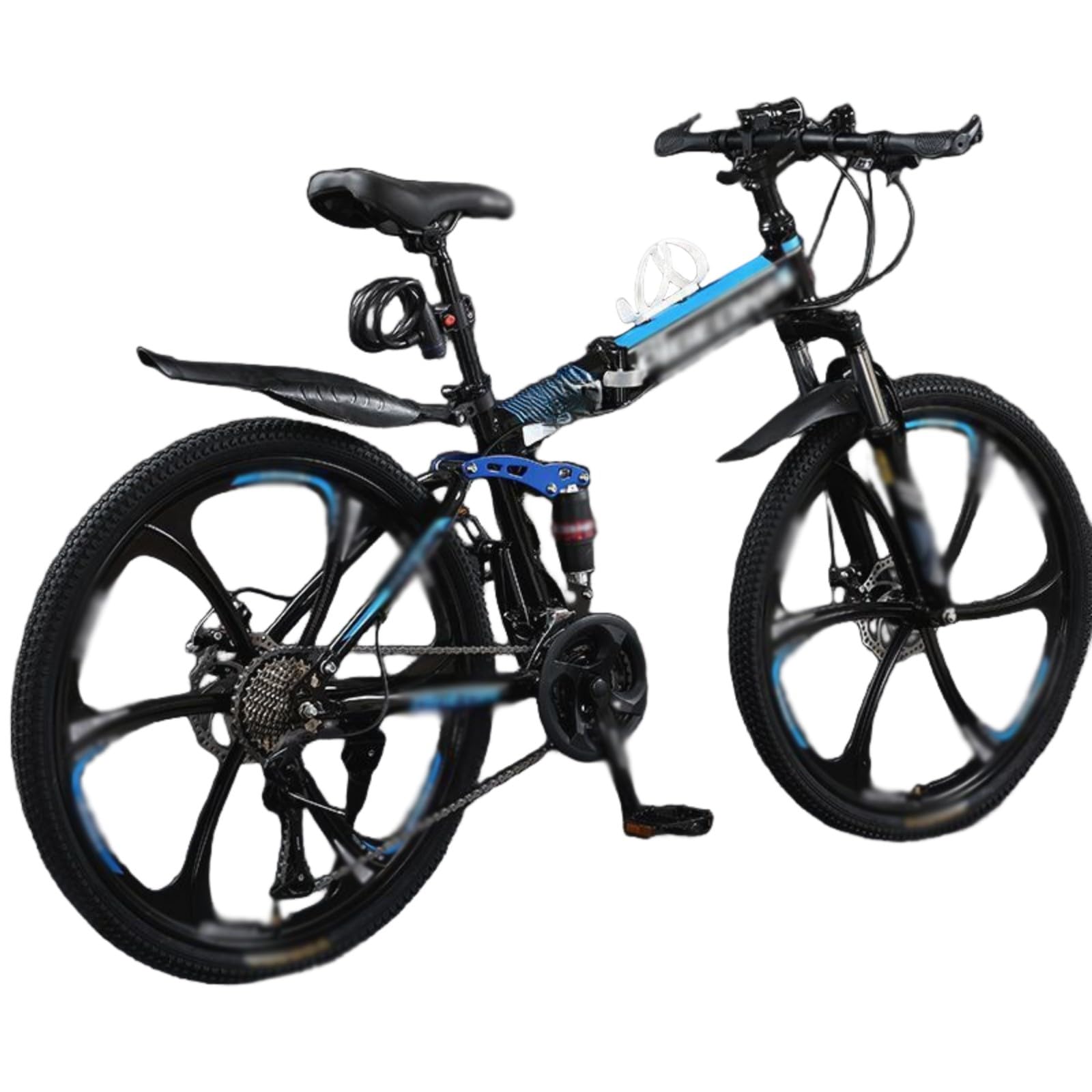 Bicicleta de montaña Plegable de 24 y 26 Pulgadas, 21 velocidades, con Frenos de Disco Dobles, Ruedas de 6 radios y diseño de Doble suspensión para Adultos (Hombres y Mujeres).