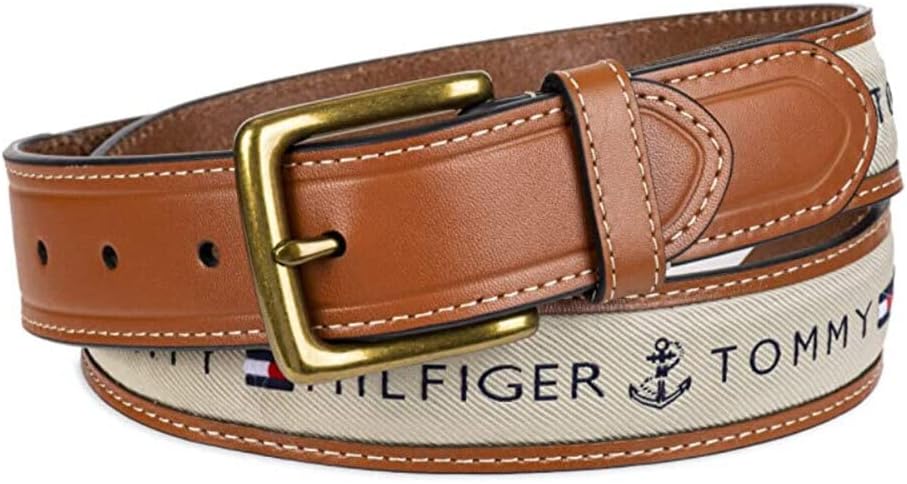 Men's Fabric Inlay Casual Belt With Classic Harness Buckle