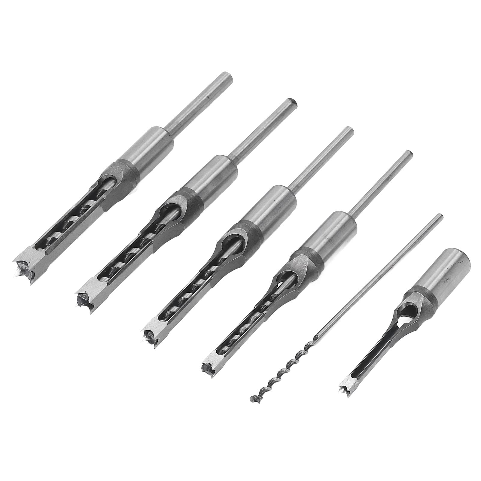 Kit de brocas cuadradas para carpintería con 5 piezas - Brocas avellanadoras cuadradas de acero de alta velocidad en tamaños 1/4 in, 5/16 in, 3/8 in, 7/16 in y 1/2 in - Juego de