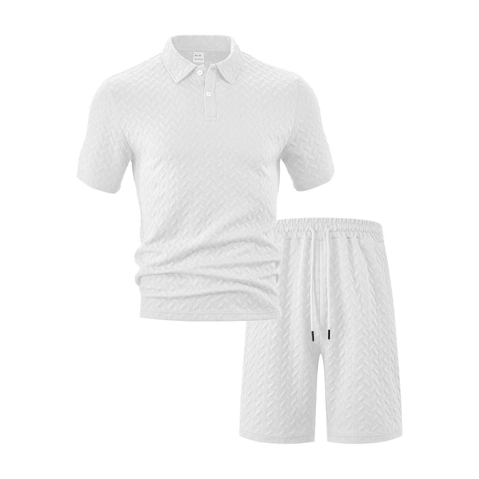 Generisch Men'S Summer Breathable Knitted Lapel T Shirt Shorts Suit Men'S Short Sleeved Suit - Tuta da calcio